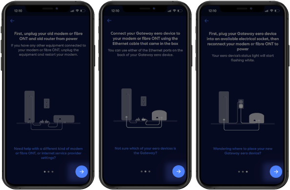 Option to skip three steps within the Eero App highlighted