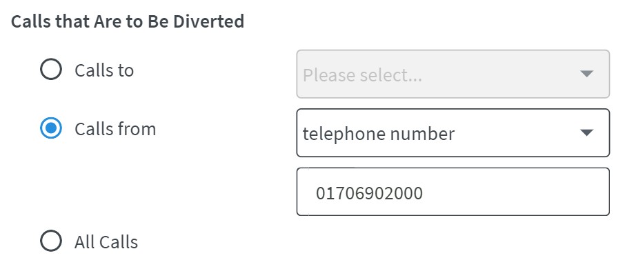 FRITZ!Box menu option on what calls to divert